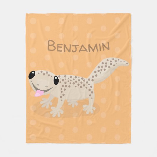 Cute spotted tan gecko cartoon illustration fleece deken (Voorkant)