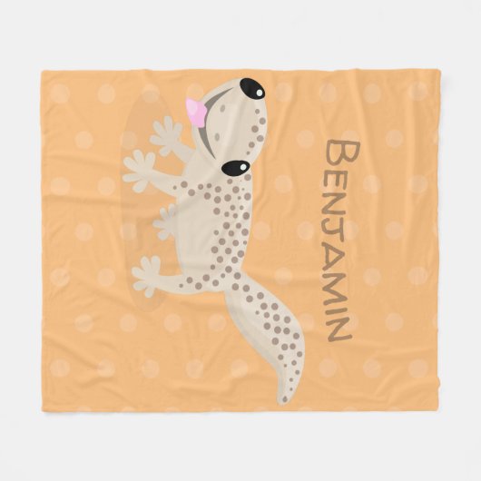 Cute spotted tan gecko cartoon illustration fleece deken (Voorkant (Horizontaal))