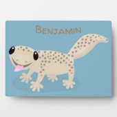 Cute spotted tan gecko cartoon illustration fotoplaat (voorkant)