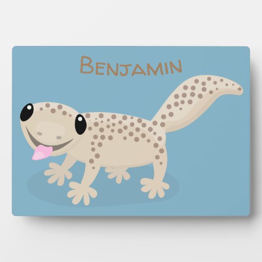Cute spotted tan gecko cartoon illustration fotoplaat (voorkant)