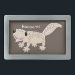 Cute spotted tan gecko cartoon illustration gesp<br><div class="desc">Deze schattige lichtbruine gekko is spottig en schattig. Veel reptielenplezier getekend in de gelukkige cartoon stijl!</div>