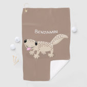 Cute spotted tan gecko cartoon illustration golfhanddoek (Insitu)