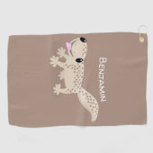 Cute spotted tan gecko cartoon illustration golfhanddoek (Horizontaal)
