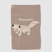 Cute spotted tan gecko cartoon illustration golfhanddoek (Voorkant)