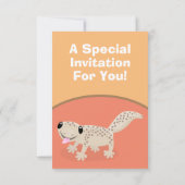 Cute spotted tan gecko cartoon illustration invita kaart (Achterkant)