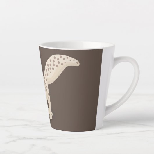 Cute spotted tan gecko cartoon illustration latte mok (Rechts)
