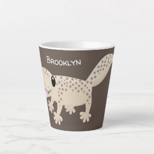 Cute spotted tan gecko cartoon illustration latte mok