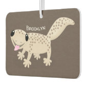 Cute spotted tan gecko cartoon illustration luchtverfrisser (Links)