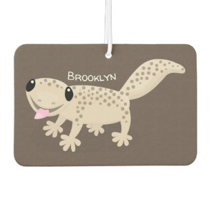 Cute spotted tan gecko cartoon illustration luchtverfrisser