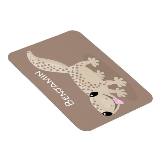 Cute spotted tan gecko cartoon illustration magneet (Rechterzijde)