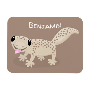 Cute spotted tan gecko cartoon illustration magneet