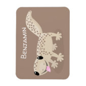 Cute spotted tan gecko cartoon illustration magneet (Verticaal)