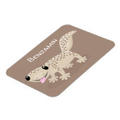 Cute spotted tan gecko cartoon illustration magneet (Linkerzijde)