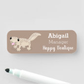 Cute spotted tan gecko cartoon illustration naamplaatje (In situ)