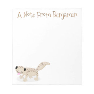 Cute spotted tan gecko cartoon illustration notitieblok