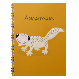 Cute spotted tan gecko cartoon illustration notitieboek