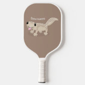 Cute spotted tan gecko cartoon illustration pickleball paddle (Achterkant)