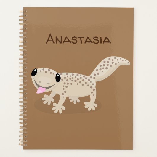 Cute spotted tan gecko cartoon illustration planner (Voorkant)