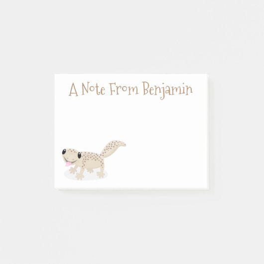 Cute spotted tan gecko cartoon illustration post-it® notes (Voorkant)