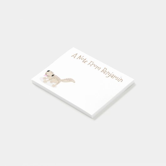 Cute spotted tan gecko cartoon illustration post-it® notes (Schuin)