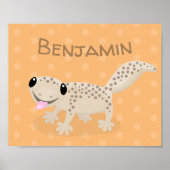 Cute spotted tan gecko cartoon illustration poster (Voorkant)