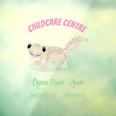 Cute spotted tan gecko cartoon illustration raamsticker (Vel 3)