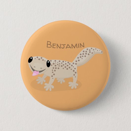 Cute spotted tan gecko cartoon illustration ronde button 5,7 cm (Voorkant)