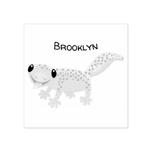 Cute spotted tan gecko cartoon illustration rubberstempel (Afrduk)