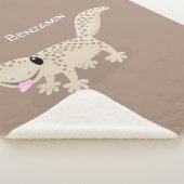Cute spotted tan gecko cartoon illustration sherpa deken (3/4)
