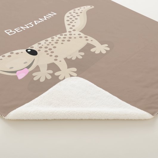 Cute spotted tan gecko cartoon illustration sherpa deken (3/4)