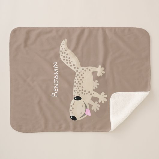 Cute spotted tan gecko cartoon illustration sherpa deken (Voorkant (horizontaal))