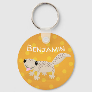 Cute spotted tan gecko cartoon illustration sleutelhanger