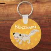 Cute spotted tan gecko cartoon illustration sleutelhanger (Voorkant)