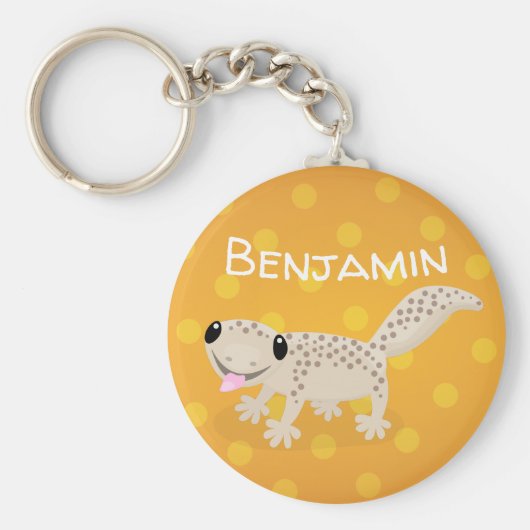 Cute spotted tan gecko cartoon illustration sleutelhanger (Voorkant)