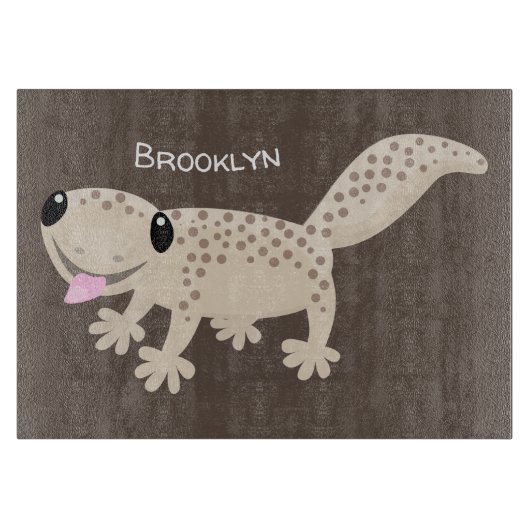 Cute spotted tan gecko cartoon illustration snijplank (Voorkant)
