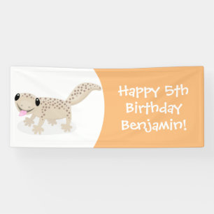 Cute spotted tan gecko cartoon illustration spandoek