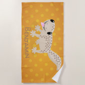 Cute spotted tan gecko cartoon illustration strandlaken (Voorkant)