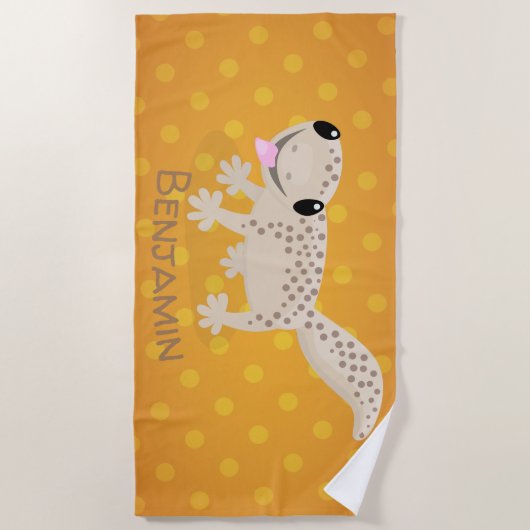 Cute spotted tan gecko cartoon illustration strandlaken (Voorkant)