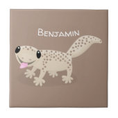 Cute spotted tan gecko cartoon illustration tegeltje (Voorkant)
