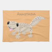 Cute spotted tan gecko cartoon illustration theedoek (Horizontaal)