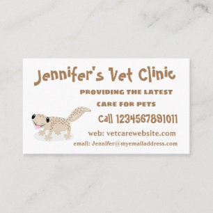 Cute spotted tan gecko cartoon illustration visitekaartje