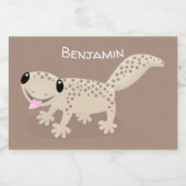 Cute spotted tan gecko cartoon illustration voedselcontainer etiket (Enkel label)