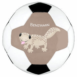 Cute spotted tan gecko cartoon illustration voetbal