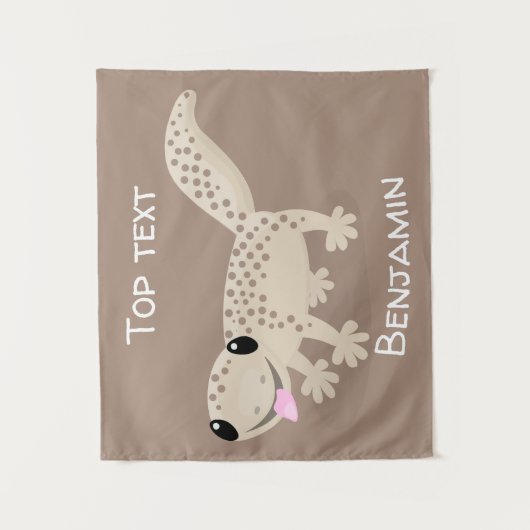 Cute spotted tan gecko cartoon illustration wandkleed (Voorkant)