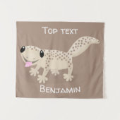 Cute spotted tan gecko cartoon illustration wandkleed (Voorkant (horizontaal))