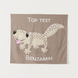 Cute spotted tan gecko cartoon illustration wandkleed