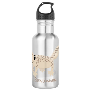 Cute spotted tan gecko cartoon illustration waterfles