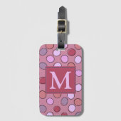 Cute Spotty Pattern Pink Purple Monogram Bagagelabel (Voorkant (verticaal))