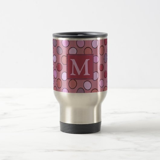 Cute Spotty Pink Pattern Monogram Reisbeker (Center)