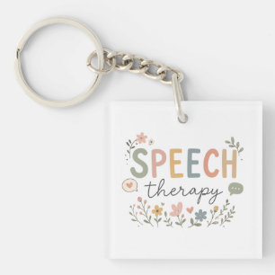 Cute spraaktherapie bloem SLP spraak taalpatroon Sleutelhanger